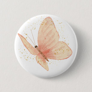 Badge Rond 5 Cm Bouton Papillon