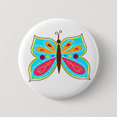 Badge Rond 5 Cm Bouton Papillon Aqua (Devant)