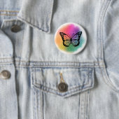 Badge Rond 5 Cm Bouton papillon aquarelle (En situation)