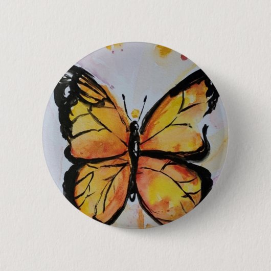 Badge Rond 5 Cm Bouton papillon Monarque (Devant)