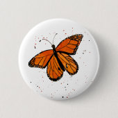 Badge Rond 5 Cm Bouton papillon Monarque peint à la main (Devant)