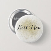 Badge Rond 5 Cm Bouton parties scintillant Gold Best Man (Devant & derrière)