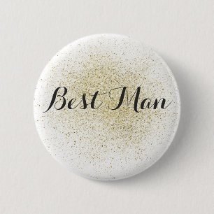 Badge Rond 5 Cm Bouton parties scintillant Gold Best Man