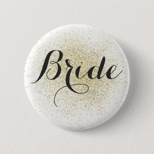 Badge Rond 5 Cm Bouton parties scintillant Gold Bride