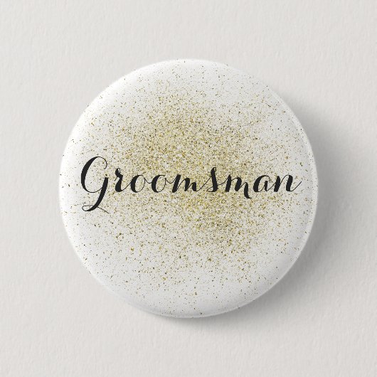 Badge Rond 5 Cm Bouton parties scintillant Gold Groomsman (Devant)