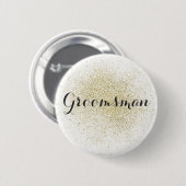 Badge Rond 5 Cm Bouton parties scintillant Gold Groomsman (Devant & derrière)