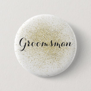 Badge Rond 5 Cm Bouton parties scintillant Gold Groomsman