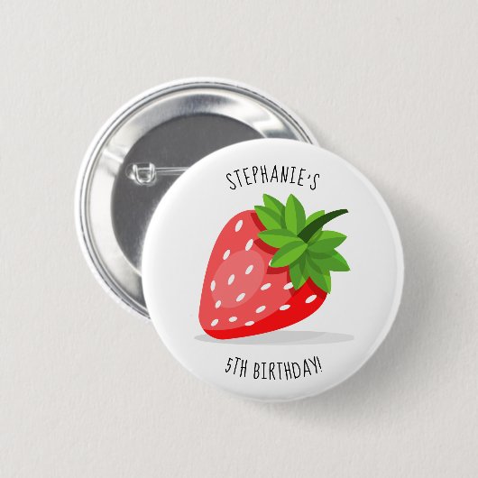 Badge Rond 5 Cm Bouton Patch fraise (Devant & derrière)