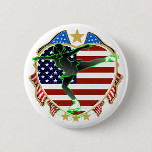 Badge Rond 5 Cm BOUTON Patinage artistique USA