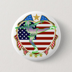 Badge Rond 5 Cm BOUTON Patinage artistique USA