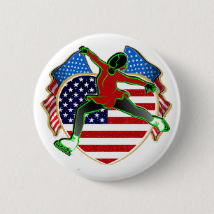 Badge Rond 5 Cm BOUTON Patinage artistique USA