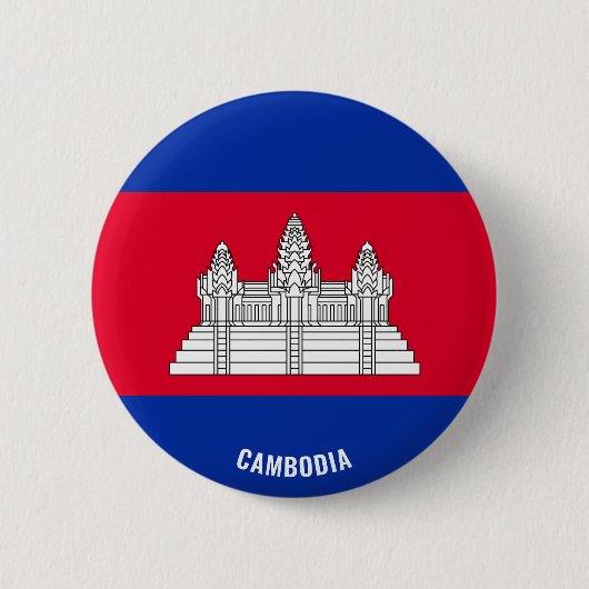 Badge Rond 5 Cm Bouton patriotique du drapeau du Cambodge (Devant)