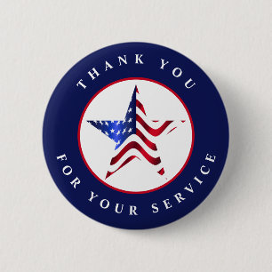 Badge Rond 5 Cm Bouton patriotique Merci pour votre service