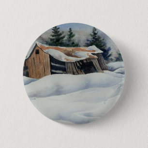 Badge Rond 5 Cm Bouton Paysage d'hiver