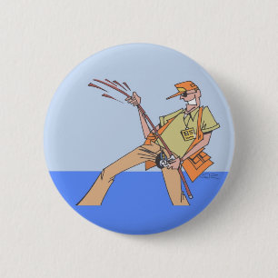 Badge Rond 5 Cm Bouton Pêcheur