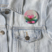 Badge Rond 5 Cm Bouton, peinture rose de fleur (En situation)