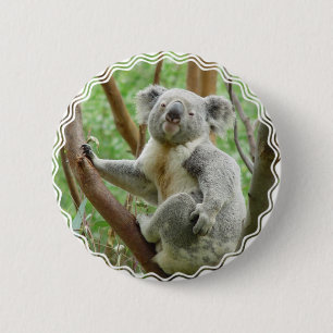 Badge Rond 5 Cm Bouton pelucheux de koala