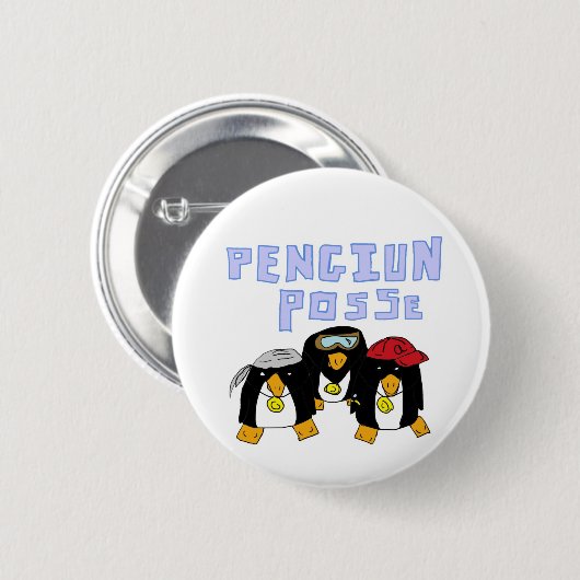 Badge Rond 5 Cm Bouton Penguin Posse (Devant & derrière)