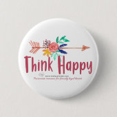 Badge Rond 5 Cm Bouton Pense Heureux (Devant)