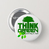Badge Rond 5 Cm Bouton Penser vert (Devant & derrière)