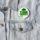 Badge Rond 5 Cm Bouton Penser vert (En situation)