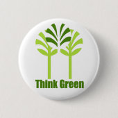 Badge Rond 5 Cm Bouton Penser vert (Devant)