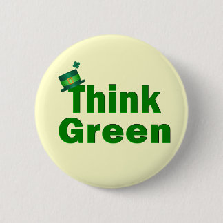 Badge Rond 5 Cm Bouton Penser vert