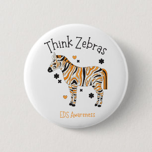 Badge Rond 5 Cm Bouton "Pensez aux zèbres" pour le syndrome d'Ehle