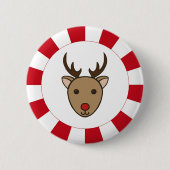 Badge Rond 5 Cm Bouton Peppermenthe Christmas Reindeer Pin (Devant)