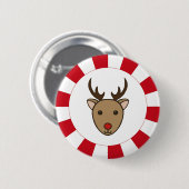Badge Rond 5 Cm Bouton Peppermenthe Christmas Reindeer Pin (Devant & derrière)