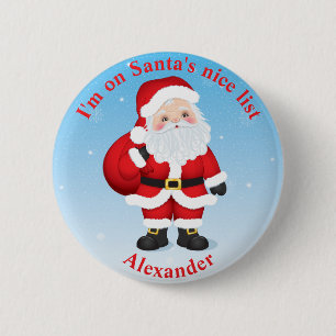 Badge Rond 5 Cm Bouton Père Noël Je suis sur Père Noël Nice