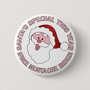 Badge Rond 5 Cm Bouton père Noël Mustache Rides