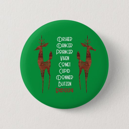 Badge Rond 5 Cm Bouton - Père Noël Reindeer -Rudolph (Devant)