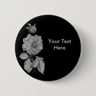 Badge Rond 5 Cm Bouton personnalisable de la fleur de pivoine d'ar