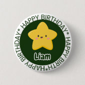 Badge Rond 5 Cm Bouton Personnalisable pour Anniversaire Jaune (Devant)