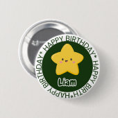 Badge Rond 5 Cm Bouton Personnalisable pour Anniversaire Jaune (Devant & derrière)