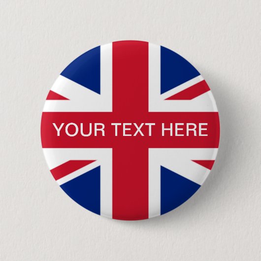 Badge Rond 5 Cm Bouton Personnalisable Union Jack UK (Devant)