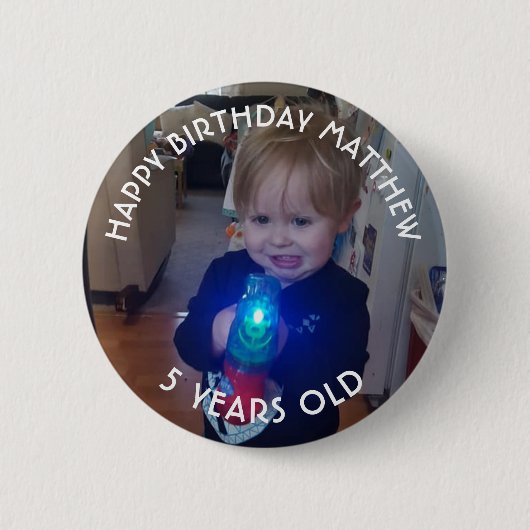 Badge Rond 5 Cm Bouton Personnalisé Birthday Boy (Devant)