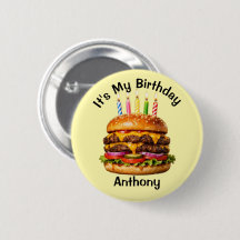 Bouton personnalisé d'anniversaire de burger