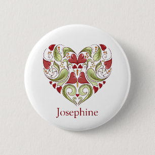 Badge Rond 5 Cm Bouton personnalisé de coeur de Flourish