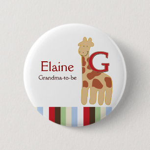 Badge Rond 5 Cm Bouton personnalisé de la Soupe Alphabet (Giraffe)