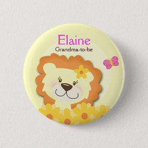 Badge Rond 5 Cm Bouton personnalisé du NOM du lion de printemps (j