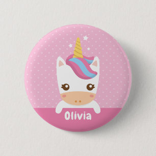 Badge Rond 5 Cm Bouton personnalisé fille licorne bébé mignonne ro