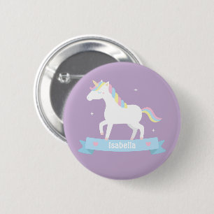 Badge Rond 5 Cm Bouton Personnalisé Filles Pastel Licorne Mignonne