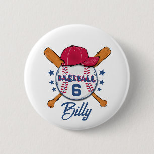 Badge Rond 5 Cm Bouton personnalisé nom et numéro de baseball Cu