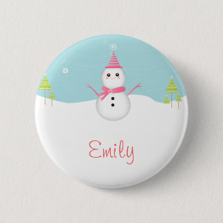 Badge Rond 5 Cm Bouton personnalisé par bonhomme de neige