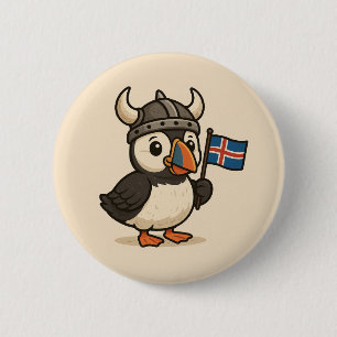 Badge Rond 5 Cm Bouton personnalisé - Pouffin Islande