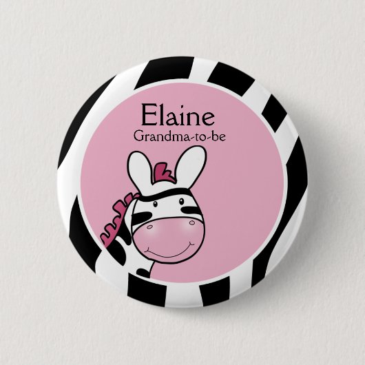 Badge Rond 5 Cm Bouton personnalisé SASSY ZEBRA DIVA NAME (Devant)