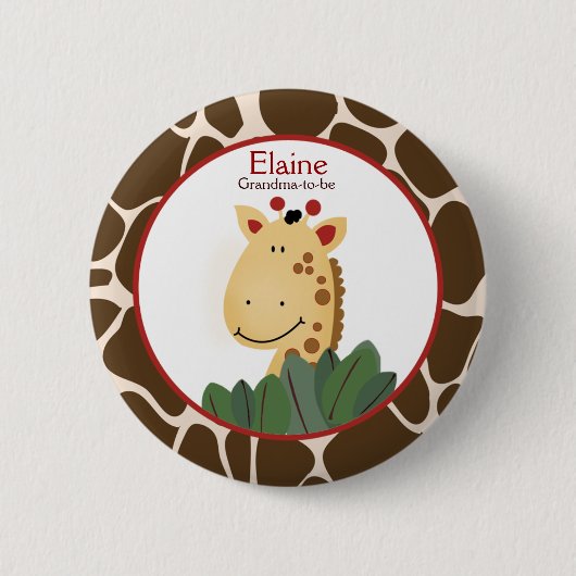 Badge Rond 5 Cm Bouton personnalisé ZANZIBAR GIRAFFE IMPRIMER NOM  (Devant)