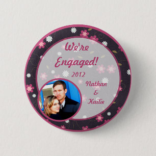 Badge Rond 5 Cm Bouton photo Fleurs roses